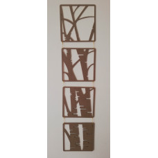 Four Pieces Tree Branches Wall Panel